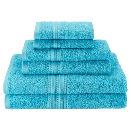 Superior Eco-Friendly 100 Percent Ringspun Cotton Towel Set - Turquoise, 6 Pieces EF-6 PC SET TQ